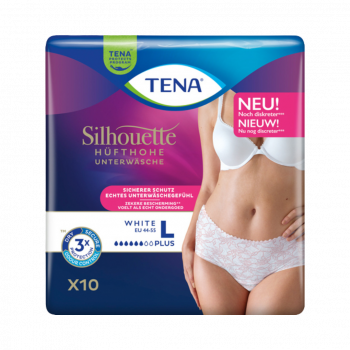 TENA Silhouette Pants Plus White Groeße L 44­54, mittlere bis schwere Blasenschwaeche, 10 Stueck